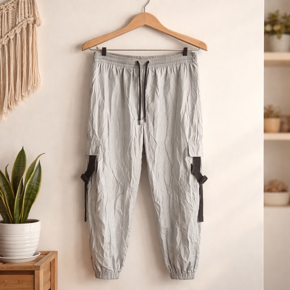 Reflective Cargo Jogger's Buckle Pants Unisex Waist 32 Inseam 28